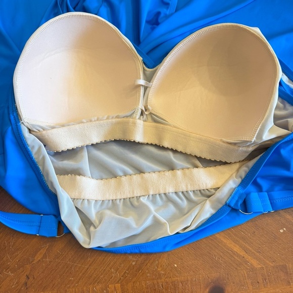 Swimsuits for All Plus Size 26 Chlorine Resistant Blue Tank Swimdress Beach Pool - Picture 13 of 16